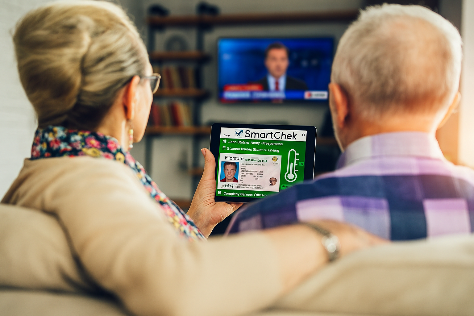 Building occupants reviewing real-time visitor wellness data
